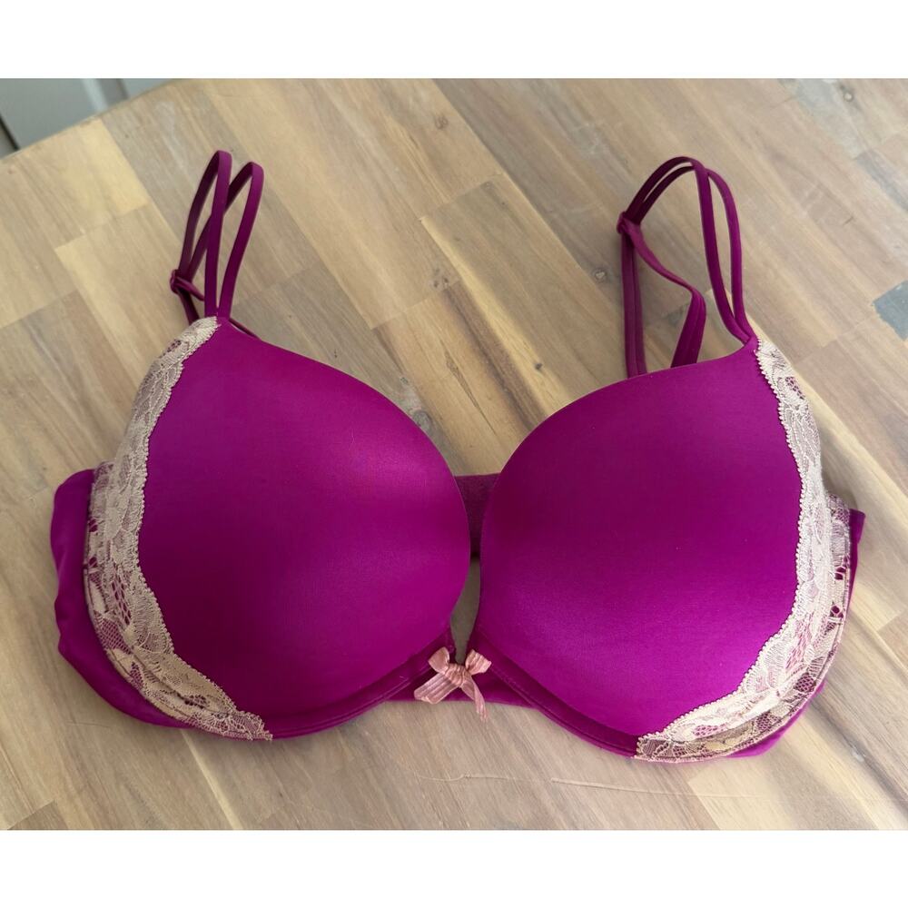 Victoria's Secret Hot Fuchsia Lace Very Sexy Push-Up Bra 36D Festival Lingerie - Picture 3 of 9